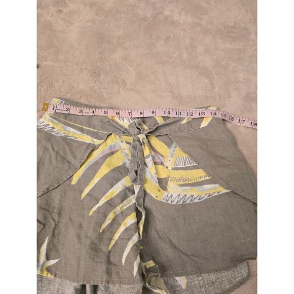 Patagonia Women's Shorts Green Garden Island Palms Tie Front Hemp Tencel size S - Picture 3 of 8